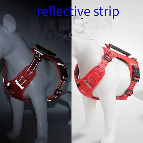 Dog Harness, No Pull Service Vest, Reflective Strips, Control Handle, Soft Padded, Adjustable and Comfortable for Easy Walking (Red, E-Small)