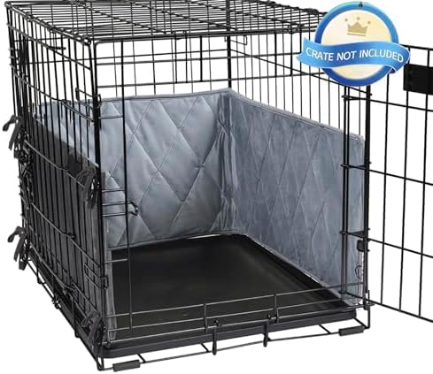 Dog Crate Bumpers for Inside Crate-with Ties,Gray Dog Crate Training Pads, Create a Safe and Comfortable Crate, Dog Tail Protector (Bumper Only, Crate Not Included) 48"X32"X10"