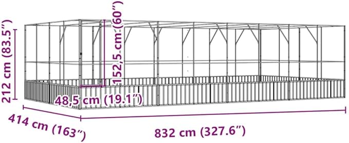 Steel Aviary with Extension, Large Bird Cage with Lockable Door, Aviary Spacious and Versatile Cage Ideal for Parakeets, Parrots, Lovebirds, Cockatiels, Pigeons, 327.6"x163"x83.5",-290