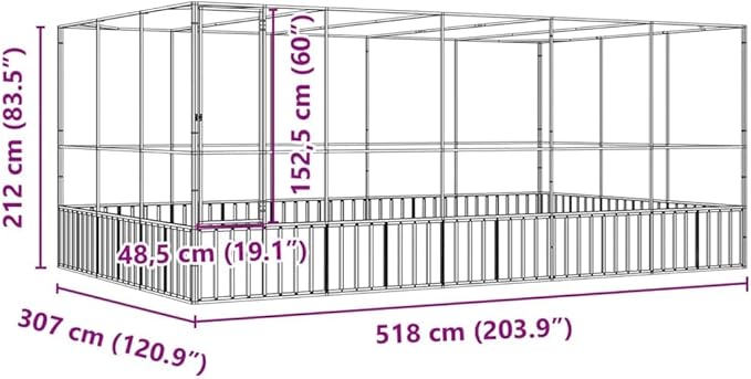 Steel Aviary with Extension, Large Bird Cage with Lockable Door, Aviary Spacious and Versatile Cage Ideal for Parakeets, Parrots, Lovebirds, Cockatiels, Pigeons, 203.9"x120.9"x83.5",-286