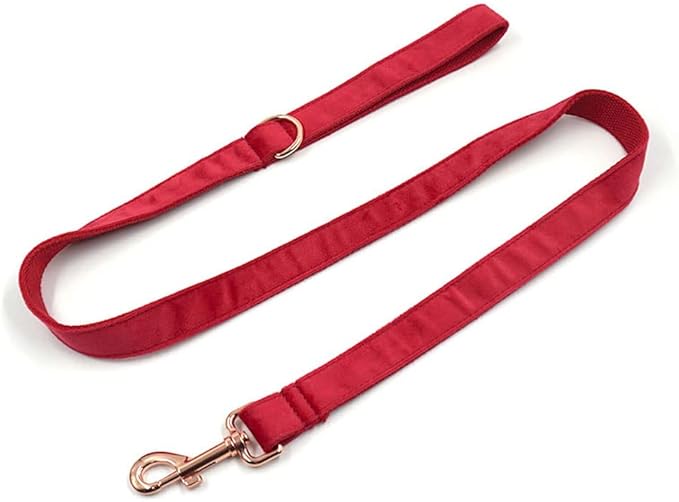 PETDURO Custom Dog Collar Personalized with Name Engraved Rose Gold Metal Buckle for Large Medium Small Girl Dogs - Dog Leash and Bow Tie Available - Soft Comfy Velvet (Christmas Red RG, M)