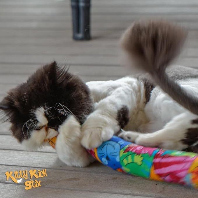 Kitty Kick Stix 15" Catnip Kicker Toy โ Set of 2 | Handmade in USA | Interactive Cat & Kitten Toy | Durable Kicker Packed with 100% Potent Catnip for All Breeds (Cat Selfies)