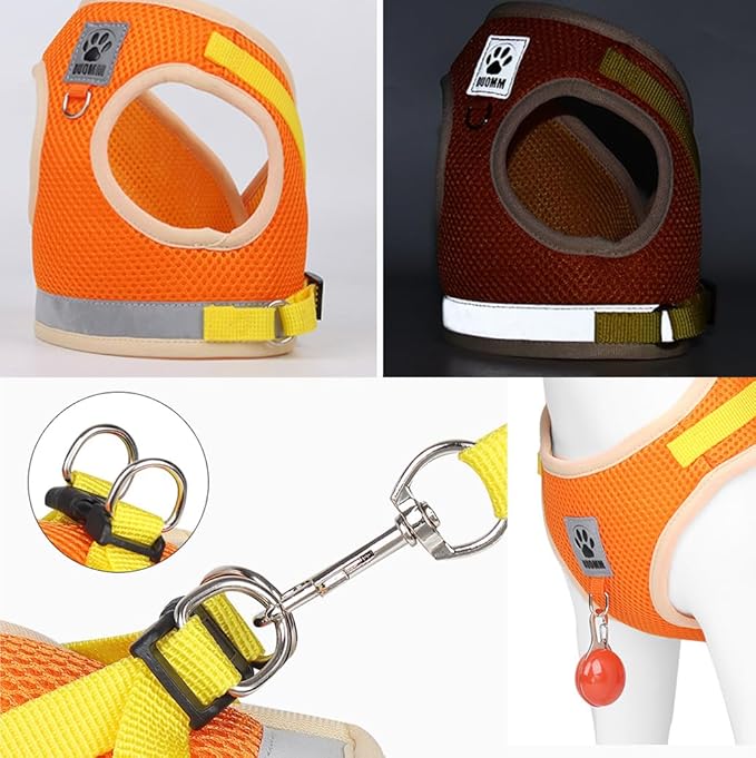 leconpet Dog Harness and Leash Set, Reflective Step in Harness Vest Set-Hook and Loop Fasteners and Buckle Design Combined with Double D Ring on The Back and Chest Ring (Pink, S)