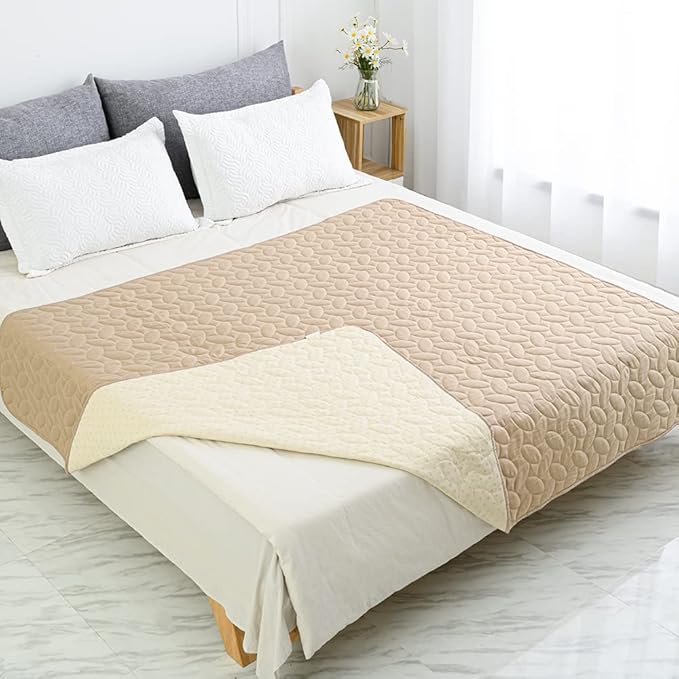 Ameritex Waterproof Pet Bed Cover Anti-Slip Dog Bed Blanket for Sofa and Furniture Waterproof New Pattern Design (Beige, 30x53 Inch (Pack of 1))