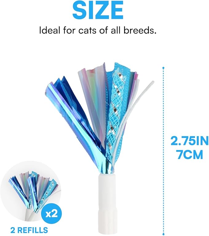 ALL FOR PAWS Cat Toy Replacements, Random Poping Ribbon for 3in1 Interactive Toys for Indoor Cats, 2PACK(Ribbon)