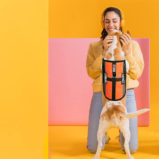 Dogline MaxAire Multi-Purpose Mesh Vest for Dogs and 2 Removable Emotional Support Patches, Small, Orange
