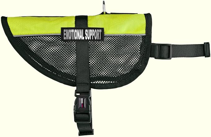 Dogline MaxAire Multi-Purpose Mesh Vest for Dogs and 2 Removable Emotional Support Patches, Large, Green