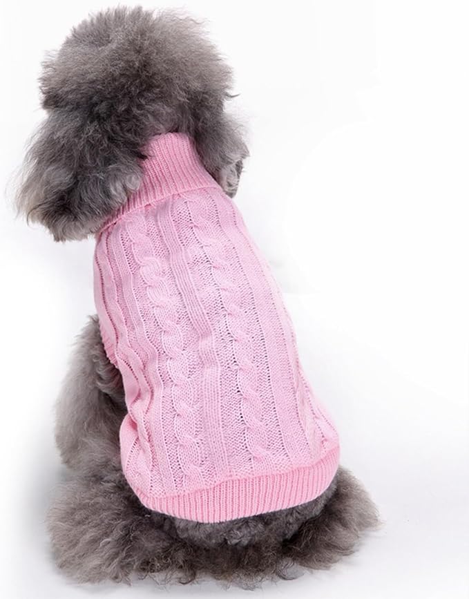 CHBORCHICEN Small Dog Sweaters Knitted Pet Cat Warm Dog Sweatshirt Winter Clothes Kitten Puppy Sweater (Large,Pink)