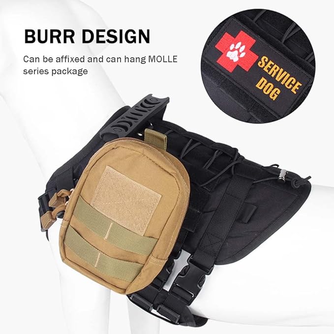 Tactical Harness for Large Dogs, Heavy Duty No Pull Dog Harness with Handle, Adjustable Size with Leash Clips, Suitable for Training, Walking, Hiking (Black,L)