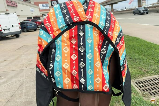 HILASON 1200D Winter Waterproof Poly Horse Hood Turnout Neck Blanket Belly Wrap Tribal | Blankets for Horses