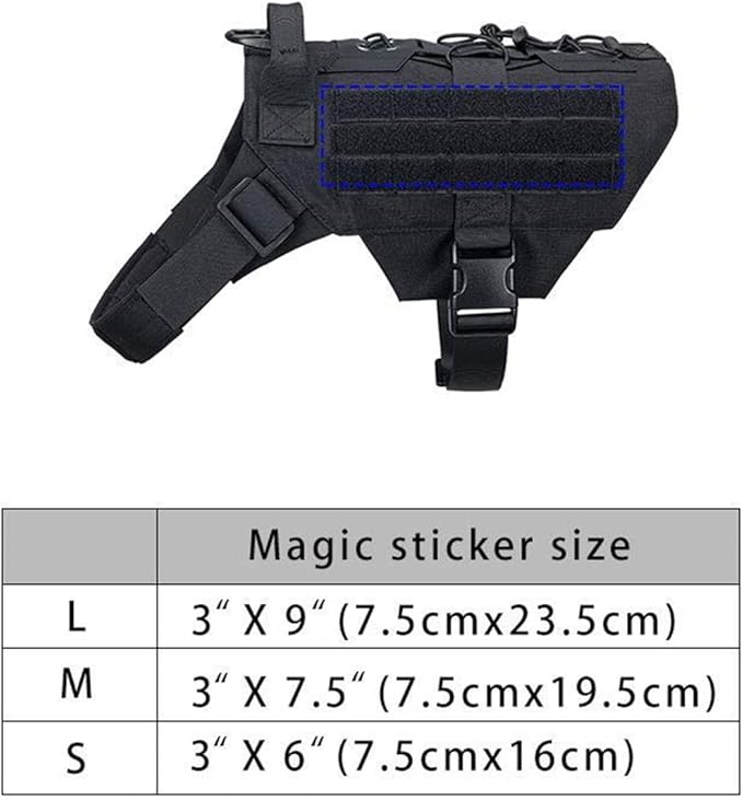 EXCELLENT ELITE SPANKER Dog Harness Tactical Military Dog Harness Adjustable No-Pull Dog Harness Training Hunting Dog Tactical Vest with Handle(BLK-L)