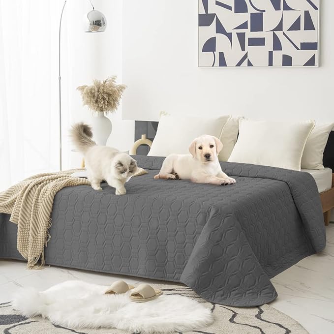 Waterproof and Non-Slip Dog Bed Cover and Pet Blanket Sofa Pet Bed Mat ,car Incontinence Mattress Protectors Furniture Couch Cover for Most Cats Dogs, Pets(82x102-Dark Grey)