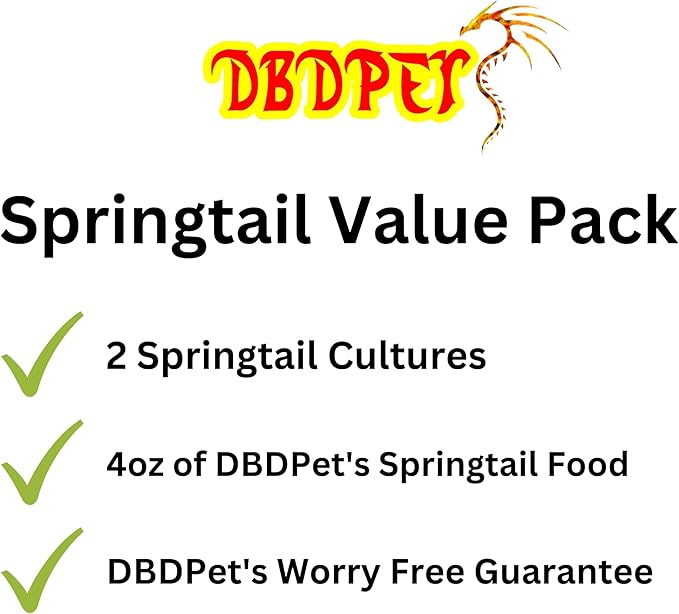 DBDPet Live Springtail Cultures - Great for Terrariums, Vivariums, and More - Microfauna for Bioactive Reptile & Amphibian Cages (Value Pack (2 Cultures & Food))