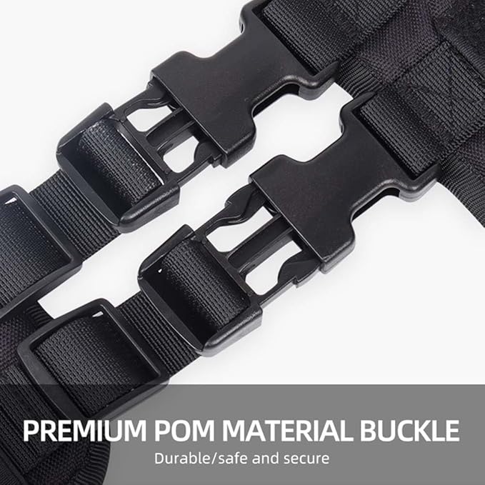 Tactical Harness for Large Dogs, Heavy Duty No Pull Dog Harness with Handle, Adjustable Size with Leash Clips, Suitable for Training, Walking, Hiking (Black,L)
