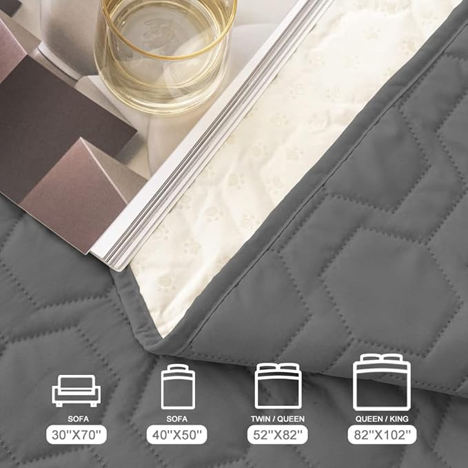 Waterproof and Non-Slip Dog Bed Cover and Pet Blanket Sofa Pet Bed Mat ,car Incontinence Mattress Protectors Furniture Couch Cover for Most Cats Dogs, Pets(82x102-Dark Grey)