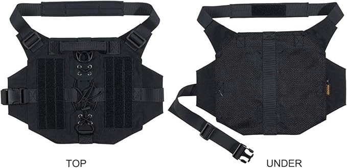 EXCELLENT ELITE SPANKER Dog Harness Tactical Military Dog Harness Adjustable No-Pull Dog Harness Training Hunting Dog Tactical Vest with Handle(BLK-L)