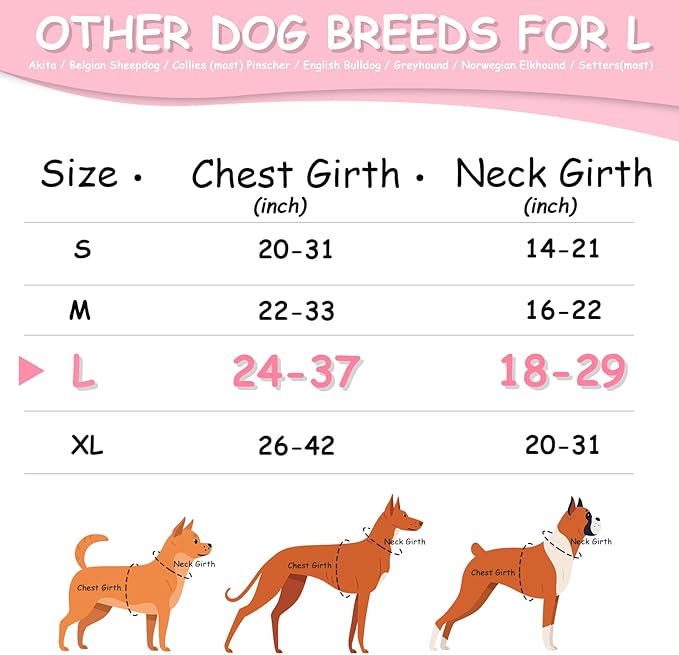 AUROTH Dog Harness for Large Dogs, Dog Vest Harness Large Size Dog, Large Dog Harness, No Pull Dog Harness for Large Dogs with Handle, Pink L