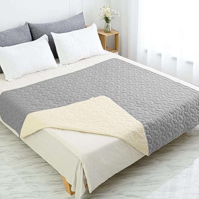 Ameritex Waterproof Pet Bed Cover Anti-Slip Dog Bed Blanket for Sofa and Furniture Waterproof New Pattern Design (Lightgrey, 30x53 Inch (Pack of 1))