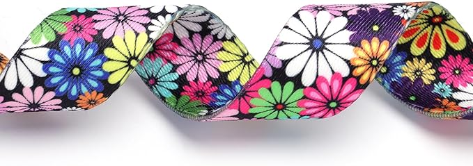 No Pull Dog Harness for Small, Medium, and Large Pets - Floral Pattern Nylon Safety Training Dog Harness (M, Daisy)