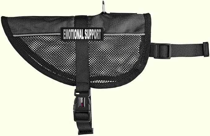 Dogline 17"-21" MaxAire Mesh Vest for Dogs and 2 Removable Emotional Support Patches, Medium, Black
