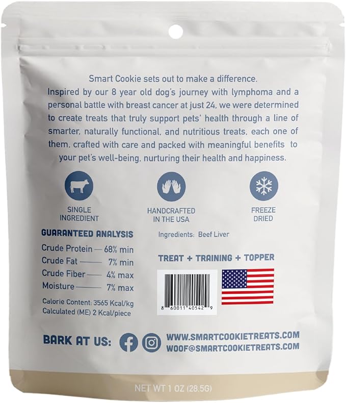Smart Cookie Freeze Dried Cat Treats Variety Pack – Minimal Ingredient, High-Protein Snacks for Picky Cats – Beef Liver, Turkey, and Wild Caught Salmon – No Fillers, Made in The USA – 1oz (3 Pack)