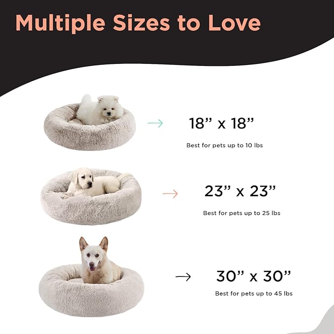 Best Friends by Sheri SnuggleSoft Faux Fur Calming Donut Bed for Dogs and Cats, Brown, Extra Small, 18x18