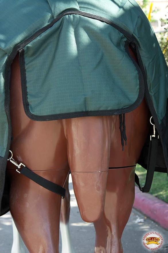 HILASON 1200D Winter Waterproof Poly Horse Turnout Blanket Belly Wrap Green | 66 in