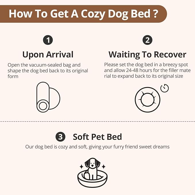 JOLLYVOGUE Calming Dog & Cat Bed for Small Dogs, Anti-Anxiety Donut Cuddler Cozy Soft Round Bed with Anti-Slip Bottom, Fluffy Faux Fur Plush Cushion Beds for Small Medium Dogs, 23"/Smoke Brown