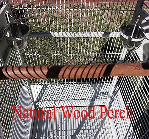 Large Double Ladders Open Play Top Wrought Iron Bird Parrot Parakeet Finch Macaw Cockatoo Cage, Include Seed Guard and Toy Hook (30.5''L x 29.5''W x 65''H, White Vein)