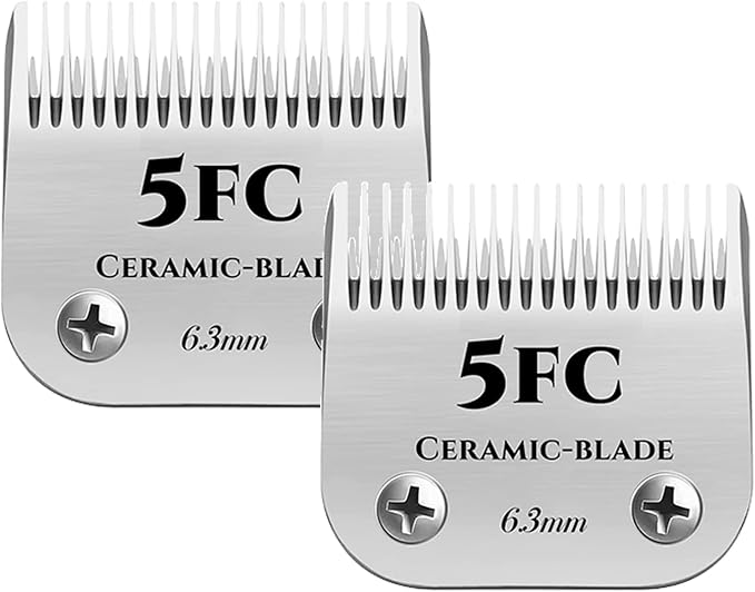 AIJALY 2PCS 5FC Blades Detachable Dog Grooming Ceramic Blades Compatible with Andis Dog Clippers,Replacement Blade Compatible with Wahl/Oster A5, KM Series Clippers,Size 5FC Cut Length 1/4"(6.3mm)