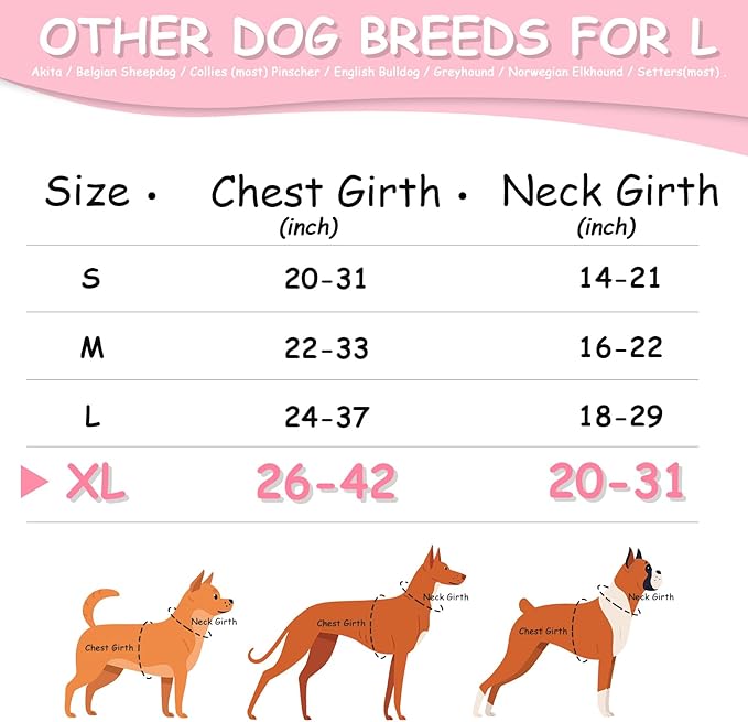 AUROTH Dog Harness for Large Dogs, Dog Vest Harness Large Size Dog, Large Dog Harness, No Pull Dog Harness for Large Dogs with Handle, XL Dog Harness, Pink XL