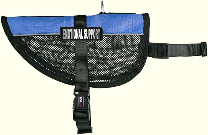 Dogline MaxAire Multi-Purpose Mesh Vest for Dogs and 2 Removable Emotional Support Patches, Small, Blue
