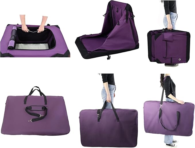 EliteField 4-Door Folding Soft Dog Crate with Curtains, Carrying Bag and Fleece Bed (2 Year Warranty), Indoor & Outdoor Pet Home (20" L x 14" W x 14" H, Purple+4 Door Curtains)