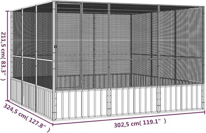 Steel Bird Cage, Large Flight King Bird Cage for Cockatiels African Grey Quaker Amazon Sun Parakeets Green Cheek Conures Pigeons Parrot Bird Cage Birdcage, Gray 119.1"x127.8"x83.3" -AA