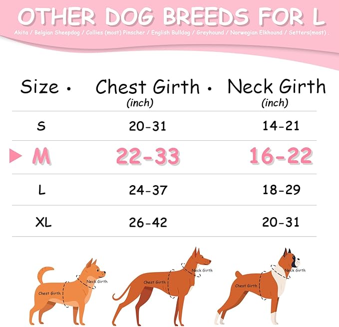 AUROTH Dog Harness Medium Sized Dog, Dog Vest Harness Medium Size Dog, Medium Dog Harness, No Pull Dog Harness for Medium Dogs with Handle, Pink M