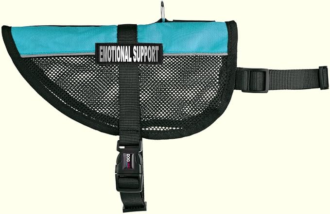Dogline 17"-21" MaxAire Mesh Vest for Dogs and 2 Removable Emotional Support Patches, Medium, Turquoise