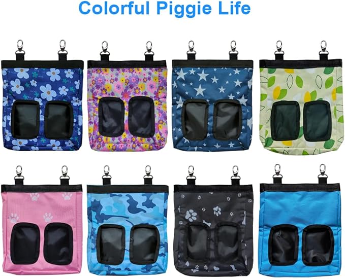 Guinea Pig Hay Feeder, Hanging Rabbit Hay Feeder Bag for Guinea Pigs Bunnies Chinchillas. M, Little Flowers
