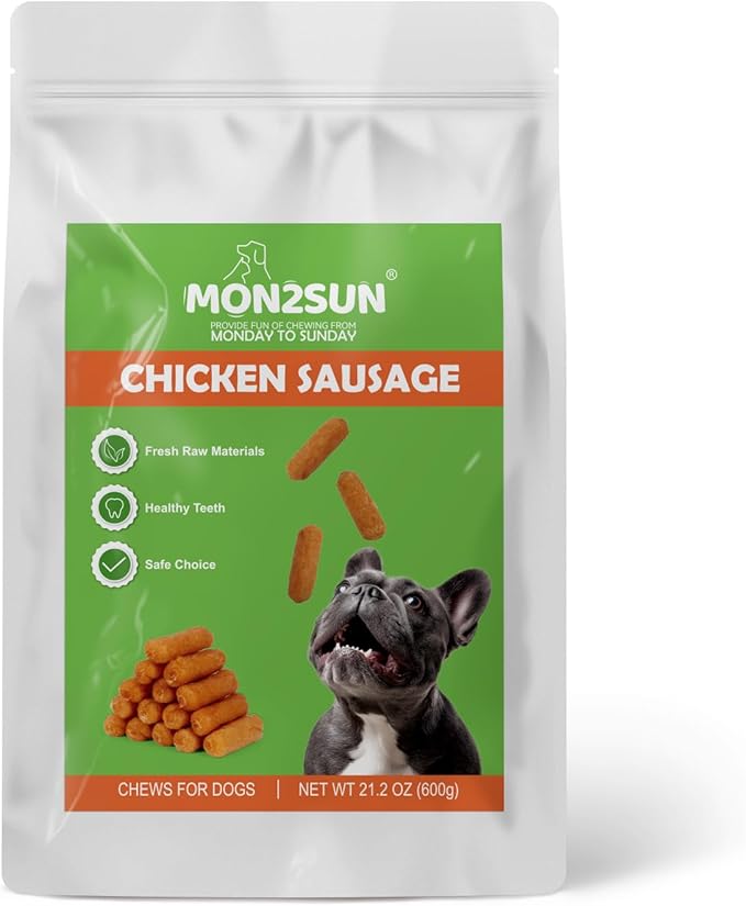 MON2SUN Soft & Chewy Chicken Sausage Dog Treats, 2 Inch, Grain-Free & Gluten-Free Recipe for Training Small to Large Dogs, 21.2 oz