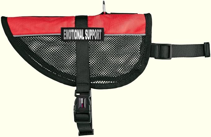Dogline MaxAire Multi-Purpose Mesh Vest for Dogs and 2 Removable Emotional Support Patches, Large, Red