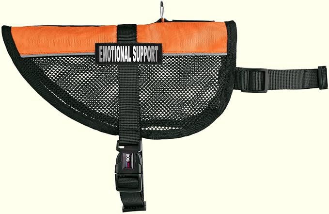 Dogline MaxAire Multi-Purpose Mesh Vest for Dogs and 2 Removable Emotional Support Patches, Small, Orange