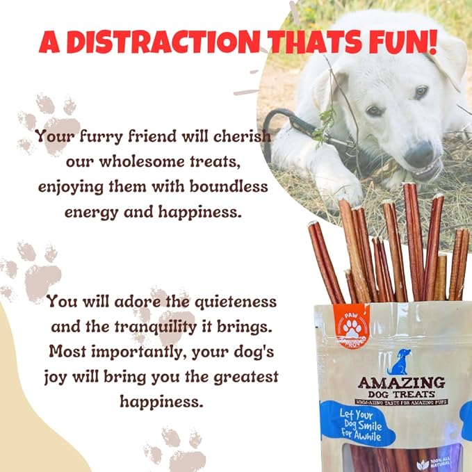 Amazing Dog Treats - Bully Sticks for Small Dogs (6 Inch Junior - 25 Count) - Premium Thin Bully Sticks for Dogs - Best Bully Stick Dog Chews - Bully Bones for Puppies and Small Breeds