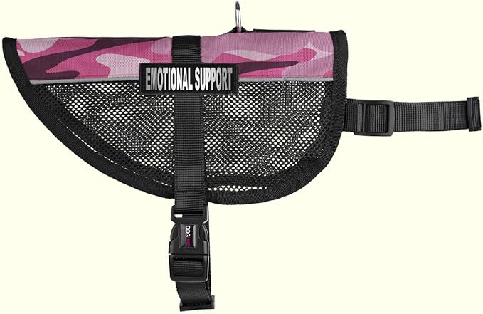 Dogline MaxAire Vest Emotional Support Removable Patch Adjustable Harness Reflective for Puppies Small Medium and Large Dogs 17 by 21 Inch Girth Pink Camo