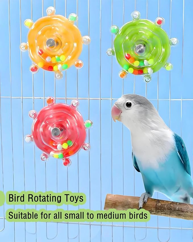 Bird Toys, 2PCS Upgraded Conure Toys Parrot Rotating Toy Parakeet Spinning Toys Bird Rattle Toys Bird Cage Accessories for Small to Medium Birds