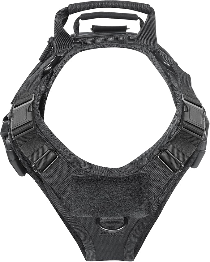 Service Dog Vest,Emotional Support Dog Vest Harness with Sturdy Handle Reflective Dog Harness Soft Padded Breathable Easy Control in Training Dog Vest for Large Dogs (Medium, Black)