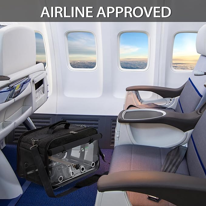 Sanmoncare Airline Approved Bird Carrier, Indestructible Stainless Steel Mesh Parrot Travel Cage, Cockatiels Travel Carrier Lightweight and Portable with Water Bottle and Bowl