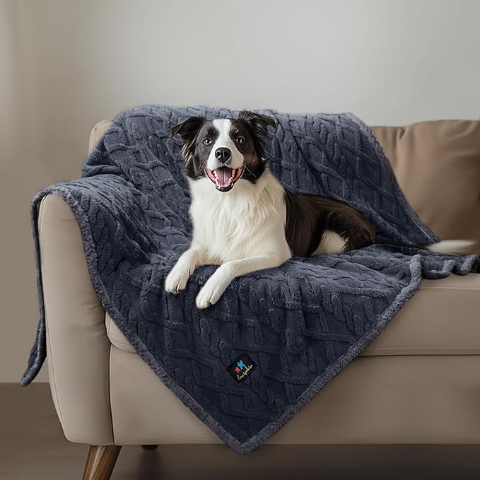 Waterproof Pet Blanket, Liquid Pee Proof Dog Blankets for Sofa Bed Couch, Reversible Sherpa Fleece Furniture Protector Cover for Small Medium Large Dogs Cats,Dark Grey Small(40" x 28")