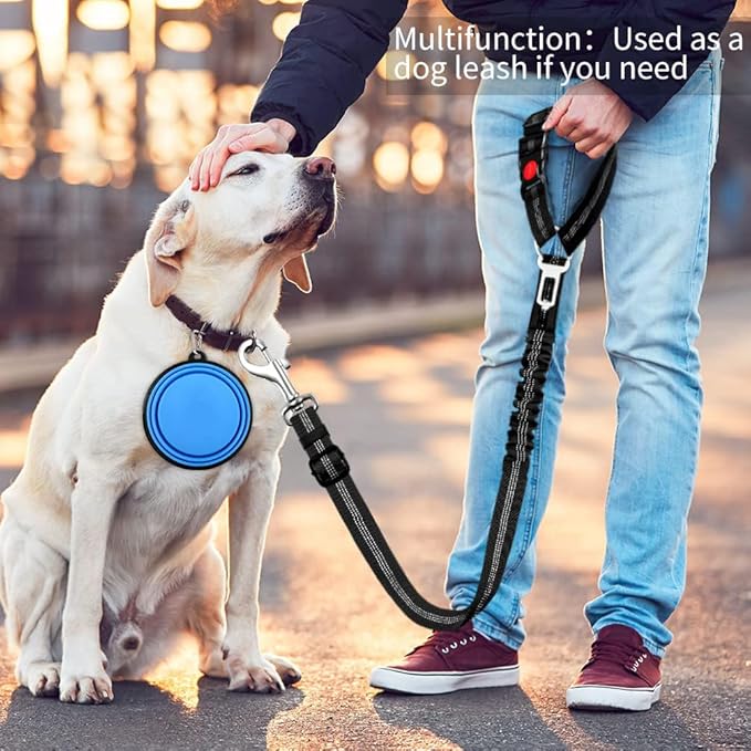 2 Piece Set Dog Seat Belt Retractable Dog Car Seatbelts Adjustable Pet Seat Belt for Vehicle Headrest Restraint Adjustable Heavy Duty & Elastic & Durable Car Harness for Dogs
