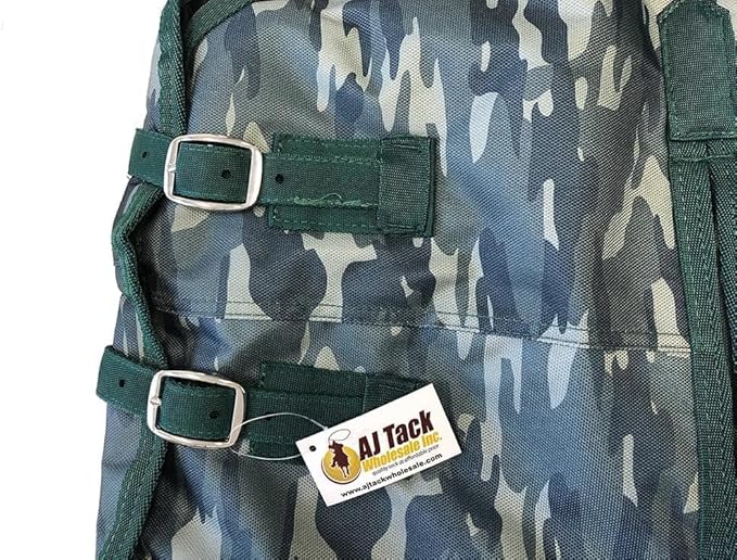 AJ Tack 1200D Waterproof Winter Pony Blanket - 300g Heavyweight Turnout with Fleece Collar, Shoulder Gussets & Tail Flap - Camouflage 54"