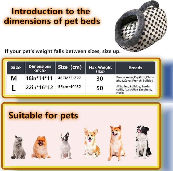 Dog Bed Cat Bed (Grey, m) Dog Bed Cat Bed Medium with Large Indoor for Small Indoor Outdoor Dogs Cats Fluffy Calming,Round beds,Anxiety Washable -Medium