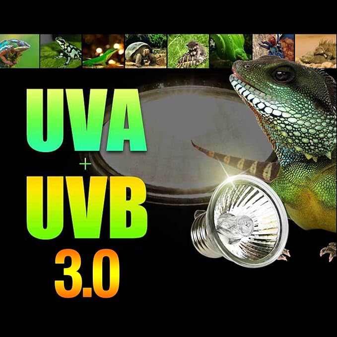 4 -Pack 50W UVA UVB Heat Lamp Bulbs for Reptiles, Heating Emitter Bulbs for Amphibian, Terrariums, Cages, for Tortoise, Snake, Frog, Lizard, Chameleon, Hermit Crab, Cockatoo. Halogen, Orange